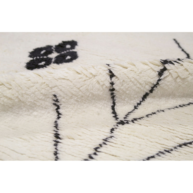 Moroccan Wool Southwestern Area Rug in Ivory/Black, Rectangle 9' x 12'