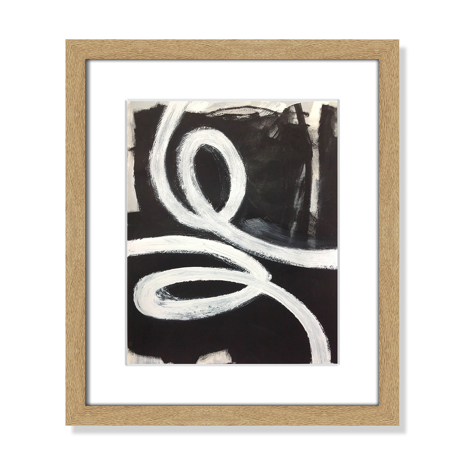 Bronte "Swirly Swirls I" Print, 15" H x 13" W x 2" D, Natural Woodgrain Box Framed, No