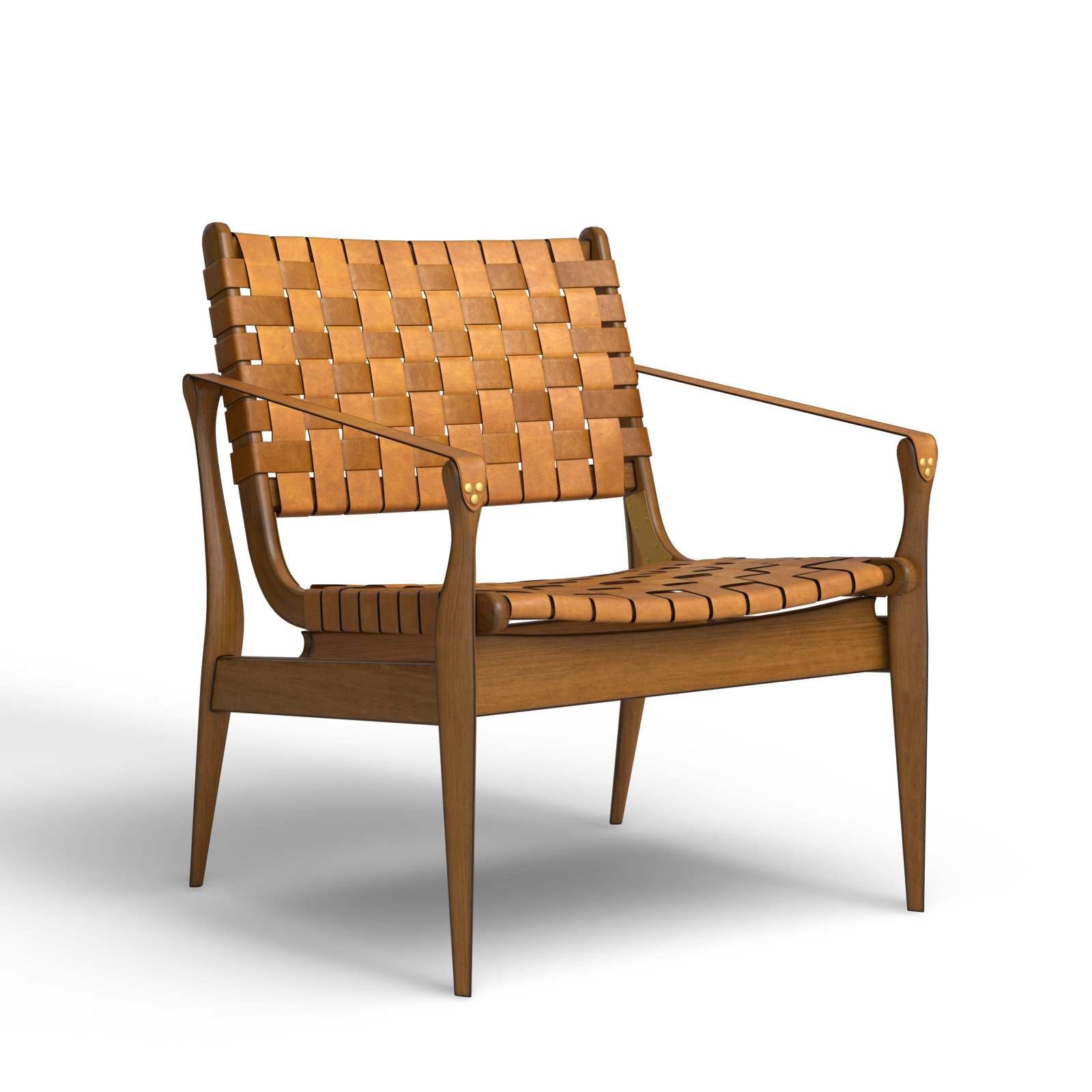 Kenan Upholstered Armchair, Brown Genuine Leather, Brown