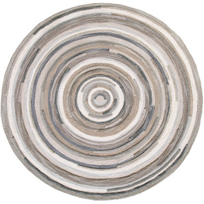 Tapis gris en laine touffeté à la main Concentric