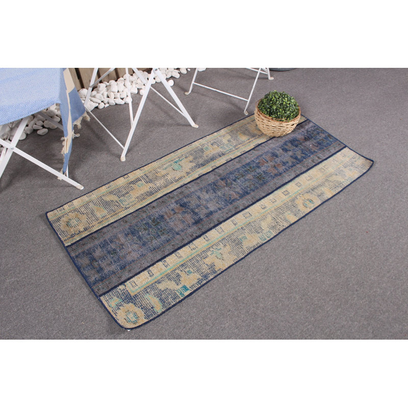 Antique Turkish Wool Rug in Faded Green - Small Handmade Vintage Oushak Patchwork Design