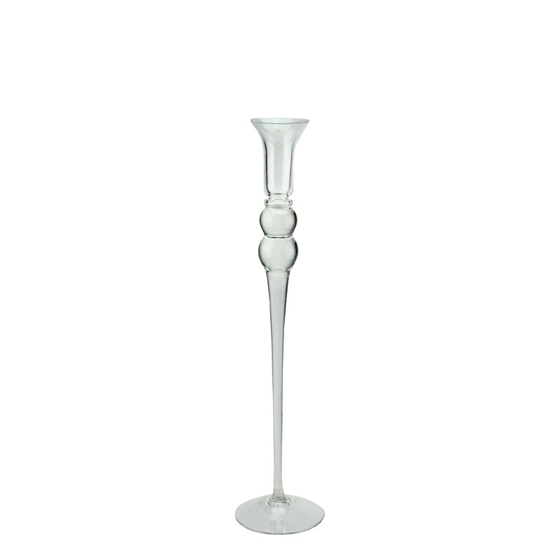 Porte-bougie en verre transparent 16,25 po