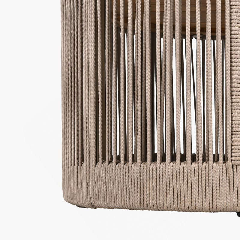 Ensemble de table industrielle rustique de 2, table basse et table d'appoint avec motif en corde tissée, ensemble de table moderne et fonctionnel pour le salon et la maison - corde beige