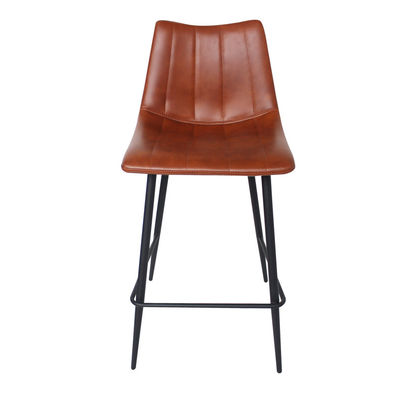 Finnigan Counter & Bar Stool, Black/Faux Leather, Counter Stool (26" Seat Height)