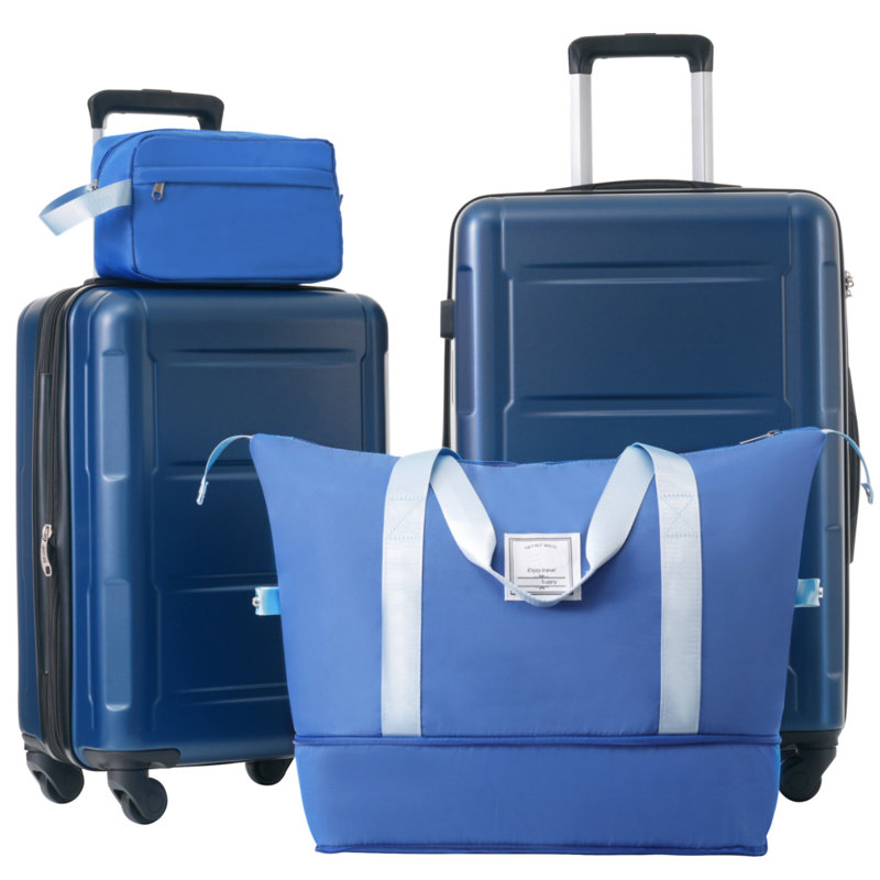 Ensemble de 2 valises avec sacs Valise à roulettes extensible ABS avec serrure TSA 20 pouces + 24 pouces