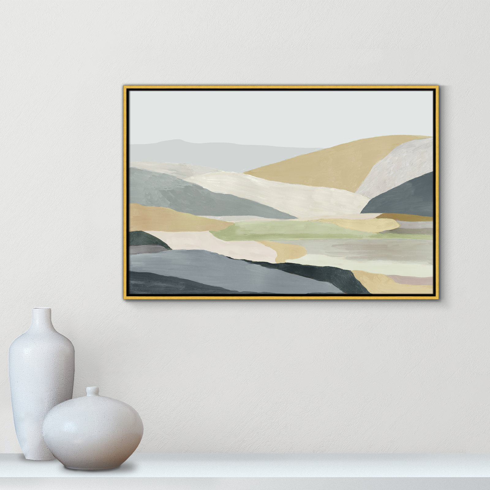 Blair "Warm Hills I" Painting, Gold Canvas , 25.5" H x 37.5" W x 2" D