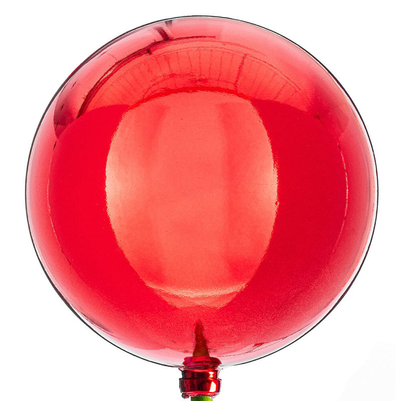 Vickerman 3" x 18" Shiny Ball Ornament Stick 12/Bag. 3 inch ornament on an 18 inch stick., Red