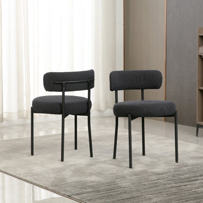 Sherpa Upholstered Metal Dining Chairs