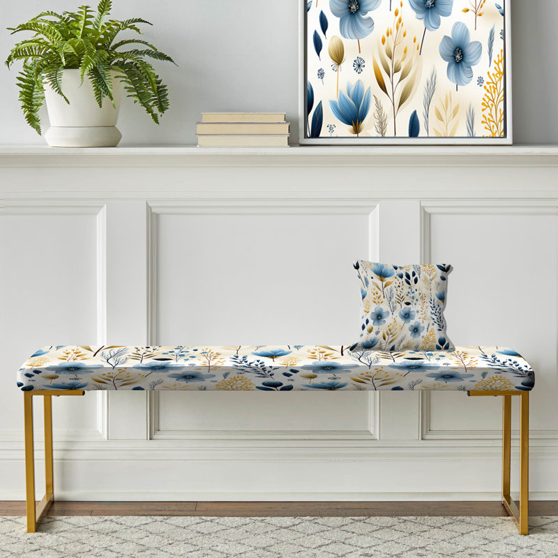 Coastal Plant Fusion - Plants Upholstered Gold Bench
