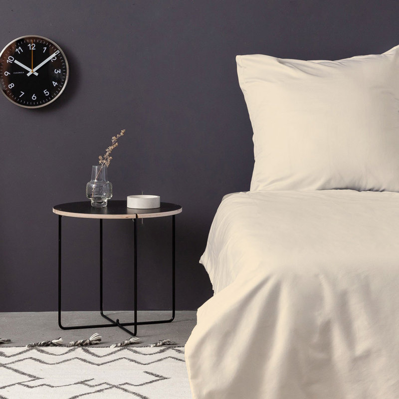Luxurious Satin Quilt Cover Set, 100% Cotton, Cream Color, 53.1 x 78.7 inches | Includes 31.5 x 31.5 inches Pillowcase | 210 Thread Count, Machine Washable |  for Elegant Bedroom Décor