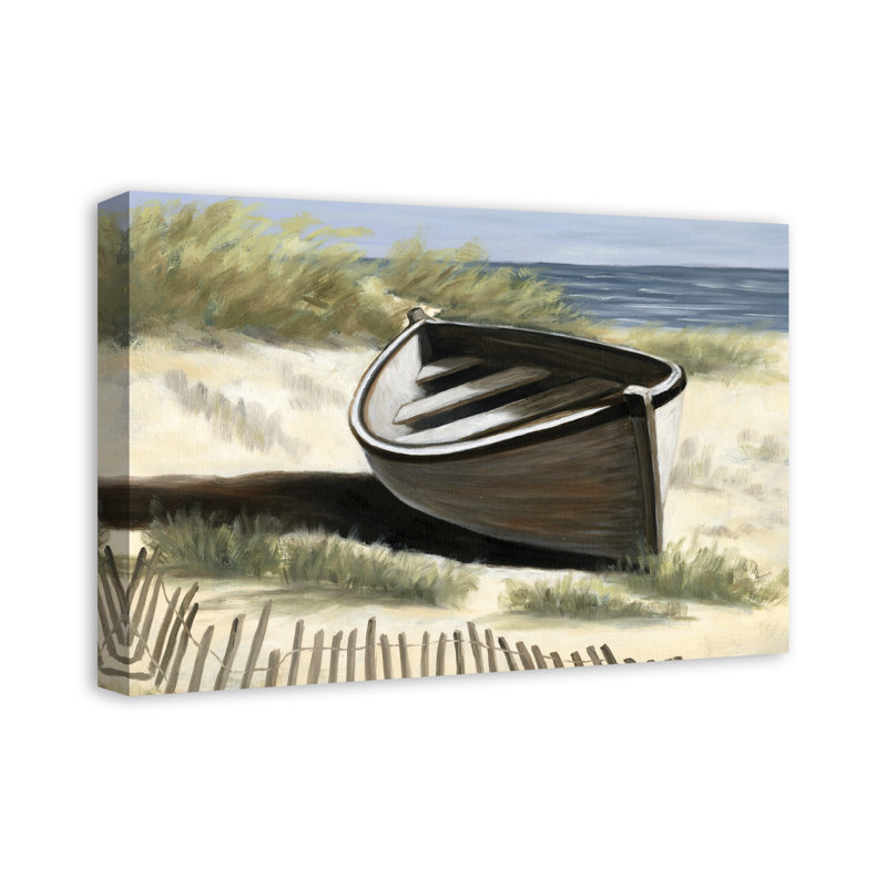 Bateau solitaire - peinture, Toile tendue, H 16 po x l 24 po x P 1,25 po