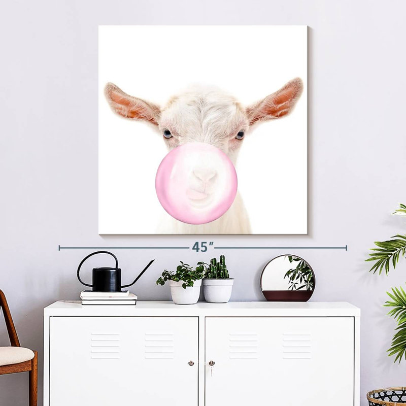 " Bubble Gum Goat ", 33" H x 33" W x 1.25" D