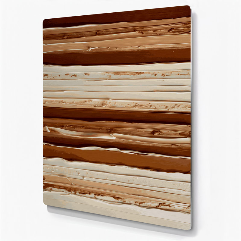 Art mural en métal beige cannelle DiagonalStripes, H 14 po x l 11 po