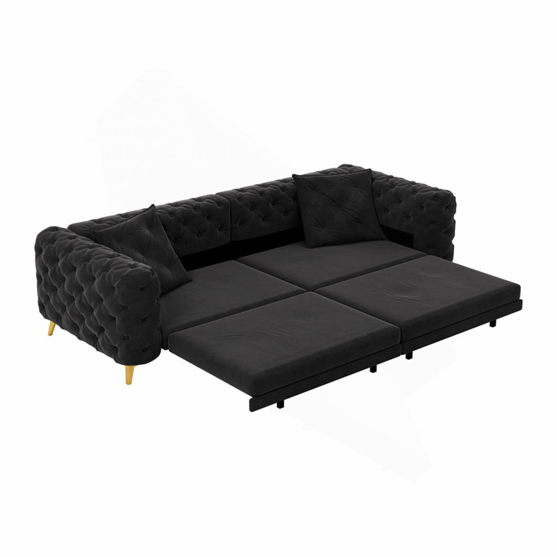 Canapé convertible 3-en-1 moderne en velours avec repose-pieds pour la maison et le bureau