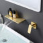Robinet de lavabo pour salle de bain en or brossé - Fabriqué en laiton pour une gestion durable et de qualité du débit d'eau afin de créer un robinet moderne et attrayant-124242090