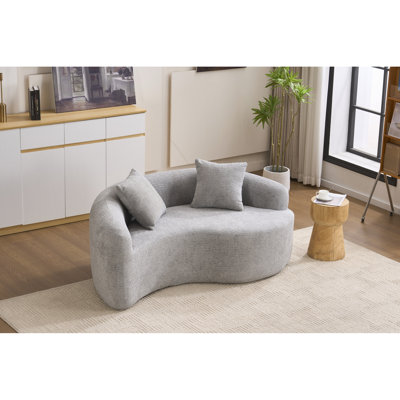 042 avec fonction, profondeur double de 21,3 po / 26,8 po, matériau chenille gris, confort d'assise mi-moelleux, dossier à coussin, conception à accoudoirs évasés, capacité de 400 lb, espace, dimensions en chenille rapide