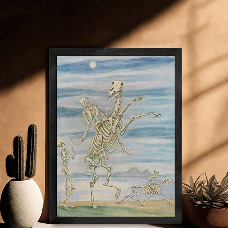 Art mural moderne moderne dans un cadre en bois noir, H 11 po x l 9 po