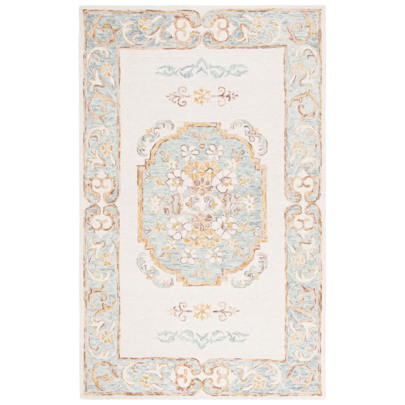 Hand Tufted Wool Cotton Floral Rug, Runner 2'3" x 9'