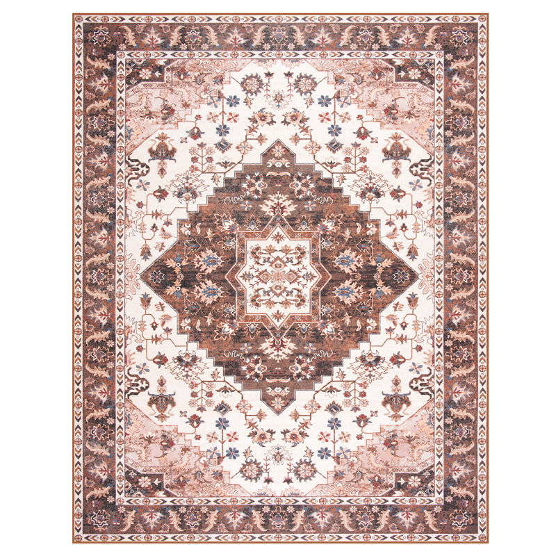 Fillender Machine Washable Rug Vintage Washable Area Rugs With Non Slip Home Decor Office Boho Rug, Rectangle 6' x 9'