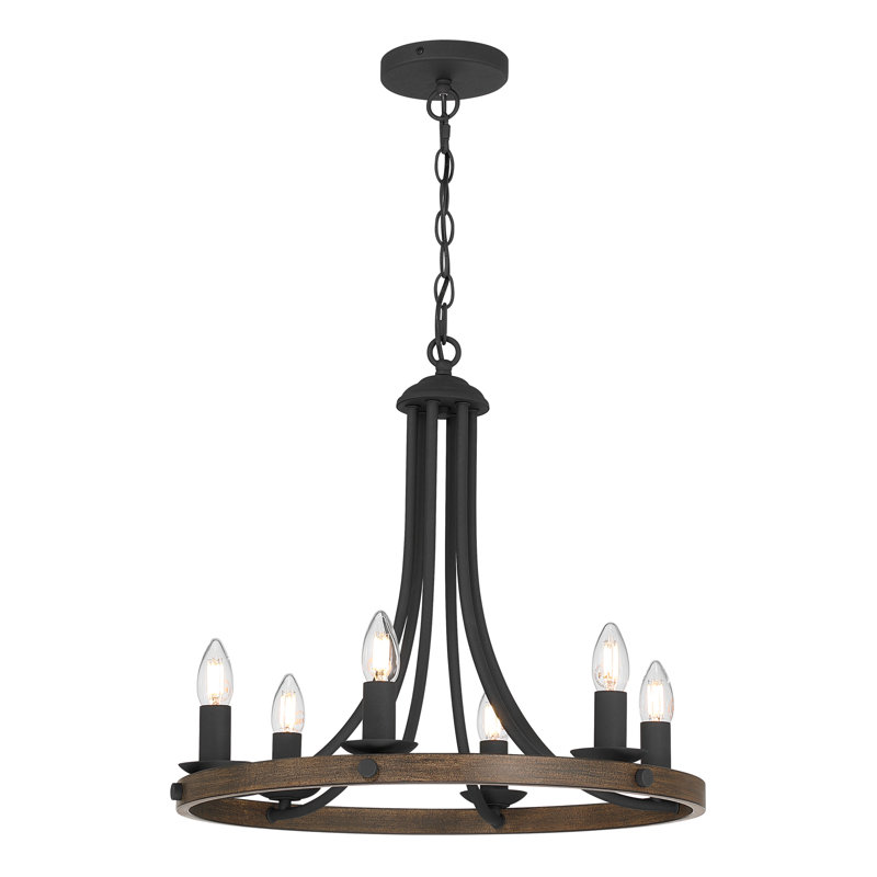 6-Lights Chandeliers Ceiling Lights, Walnut