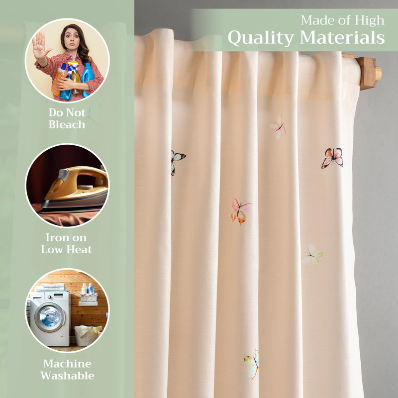 Maison d'Hermine Botanical Fresh 100% Cotton Set of 2 Curtain - 50" x 96", 50" W x 96" L