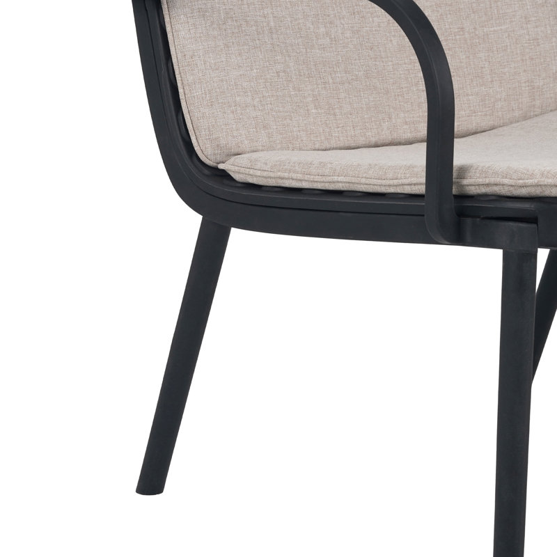 Fauteuils de patio Will avec structure en PP et coussins, Beige, Noir