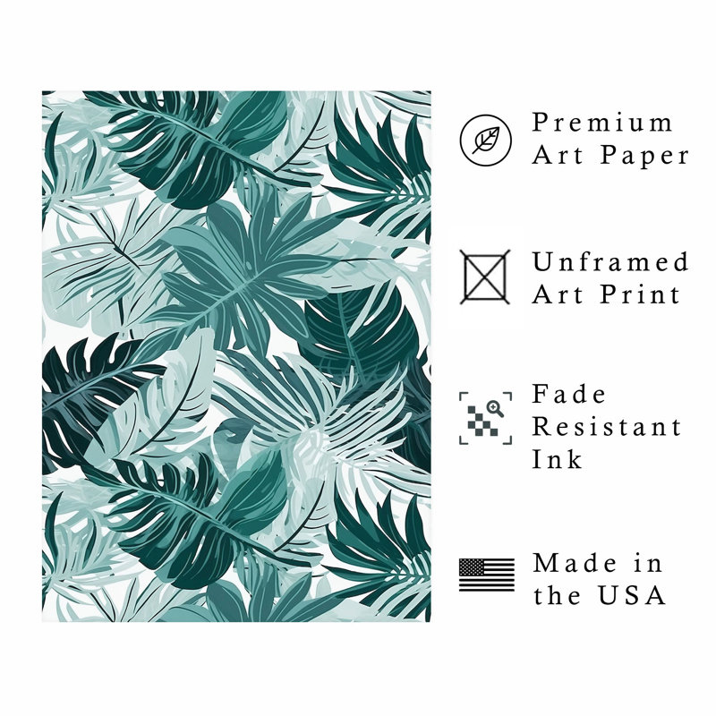«Botanical Tropical Leaves VI», reproduction d'art sans cadre, H 10 po x l 8 po