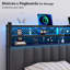 Queen Size Headboard, Adjustable Upholstered Headboard With 2 Tier Shelves And Pegboard With Charging Stations And LED Lights, Modern Bed Headboard With Storage Linen And Dark Grey-284266784-284266791
