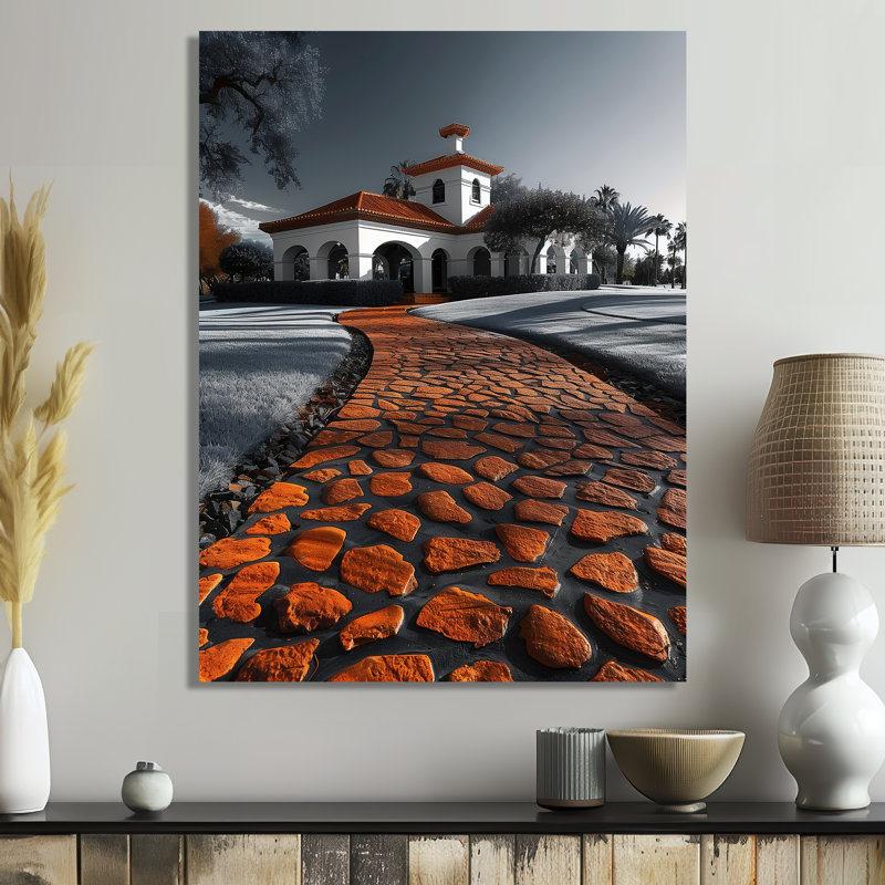 Monogramme orange et gris Path To The Country Club - Décoration murale Country Club, H 32 po x l 24 po x P 1 po