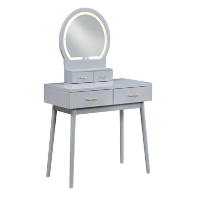 Magnifique commode de salle de bain avec miroir et tabouret à finition grise