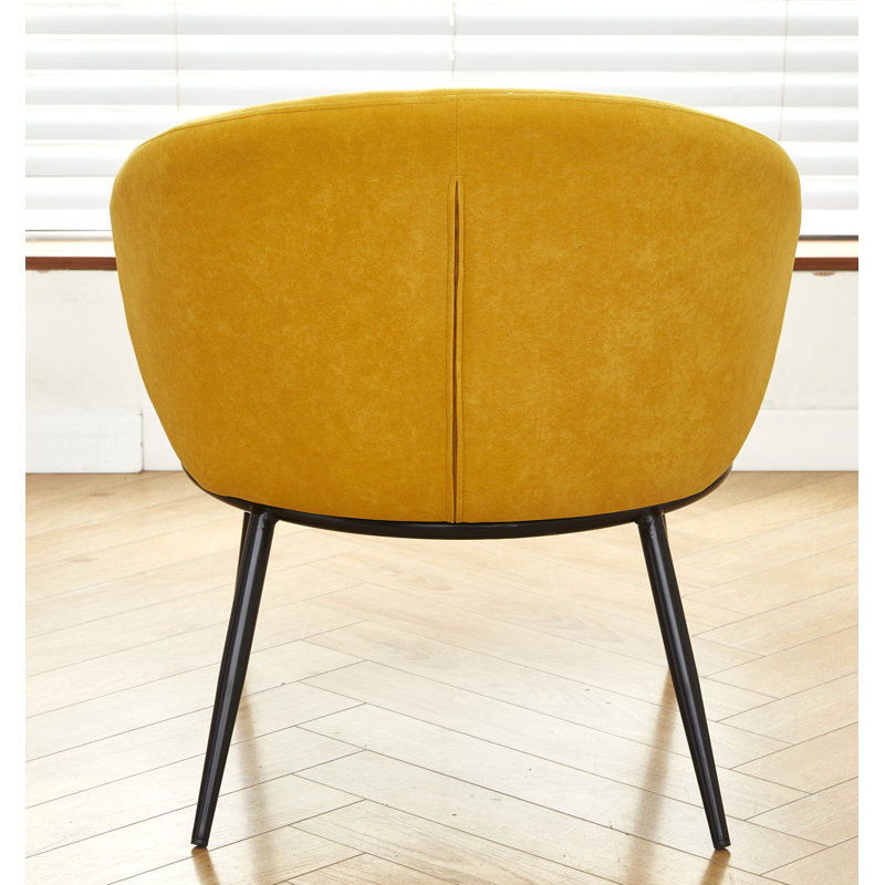 Velvet upholstery metal leg accent chair, Yellow Velvet