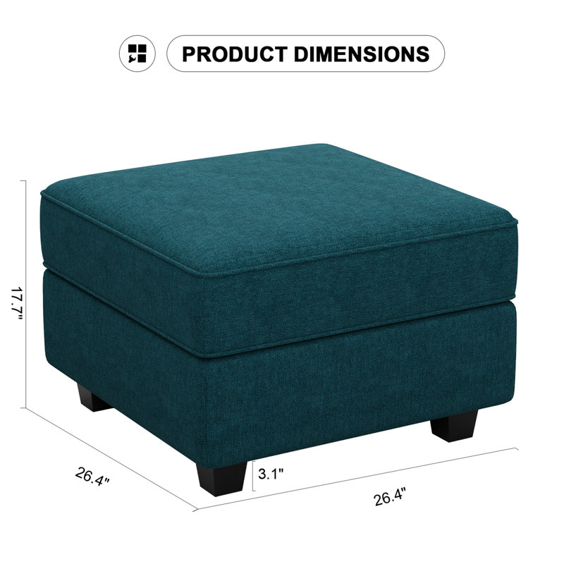 Nairoby 26.4'' Wide Upholstered Storage Ottoman Footstool Module Part for Sectional Sofa, Blue Microfiber