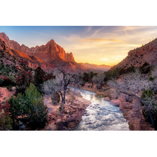 Designart 'Valley of Fire Landscape Panorama' Landscape Framed Canvas Art Print - 20 in. Wide x 12 in. High