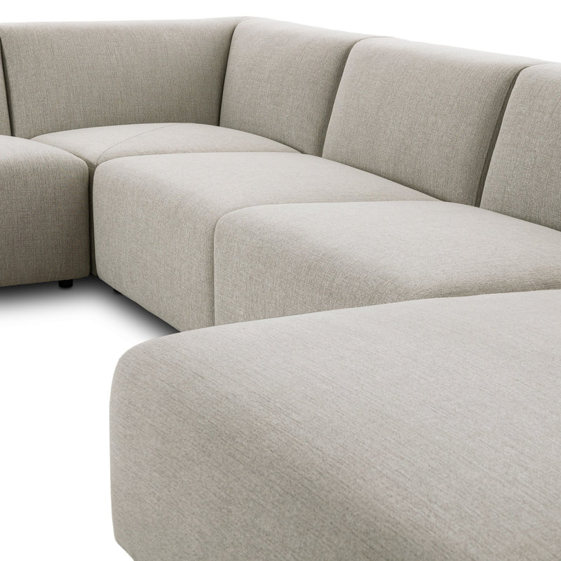 Lawndale 5PC Sectional W/ RAFC-Napa Sandstone, Right Hand Facing, Saxon Charcoal Polyester Blend