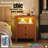Farmhouse LED Night Stand with 2 Storage Drawers- V-Shaped Design, Open Storage, Shelf Stable Wooden Legs-1008575439