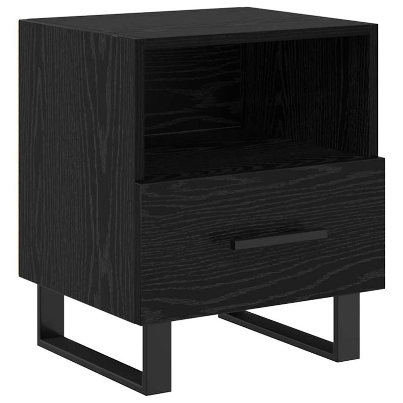 40cm W Manufactured Wood Bedside Table, Black Oak