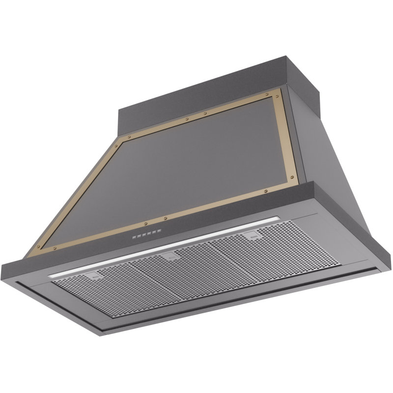 ILVE Nostalgie II Series Noblesse 40 inch Wall Mount Range Hood with 600 CFM, Graphite Matte/Brass