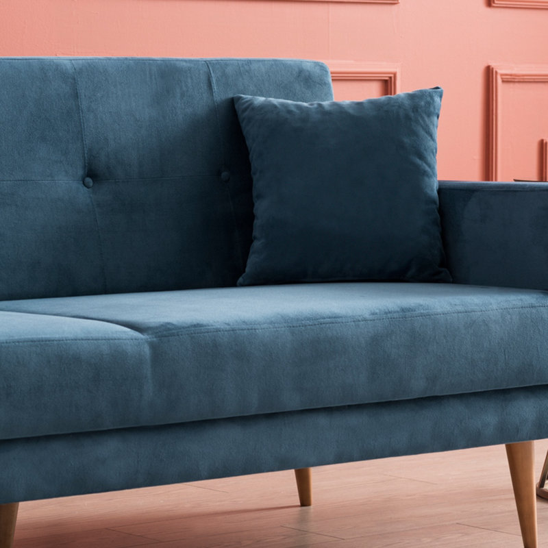 Canapé-lit rembourré 85,8 po Rueter, Polyester à 100 % bleu foncé