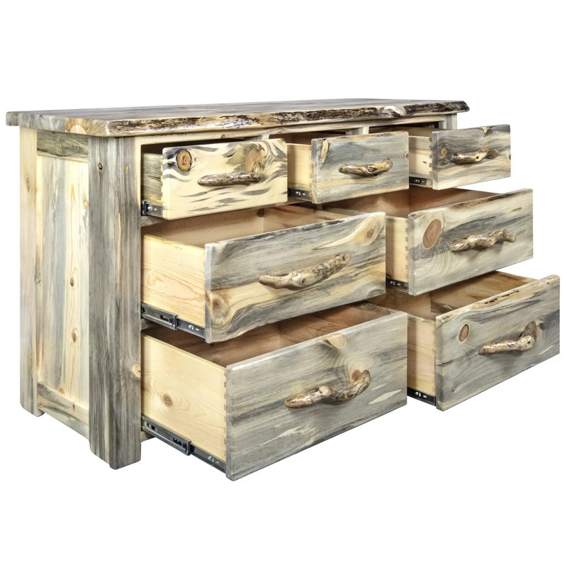 Commode 7 tiroirs Big Edge, Laque naturelle transparente