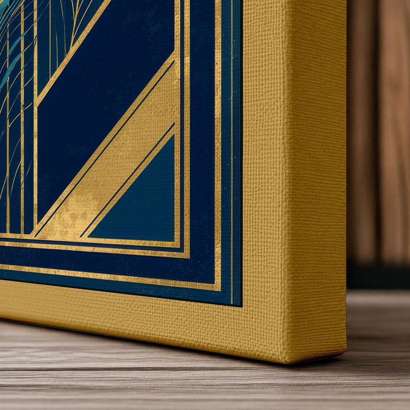 Golden Circles Art Deco - Wrapped Canvas, 30x20 - 76.2 x 50.8 cm, Ochre Border
