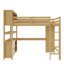 Grand lit mezzanine avec bureau et armoire, lit mezzanine en bois massif avec bibliothèque et garde-robe pour enfants, adolescents, adultes, conception peu encombrante, naturel-1619992990
