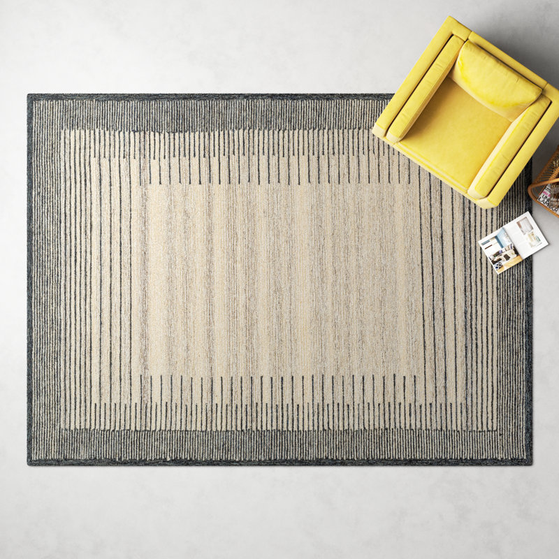 Uptown Hand Tufted Wool Striped Indoor Rug, Rectangle 5' x 7'6"