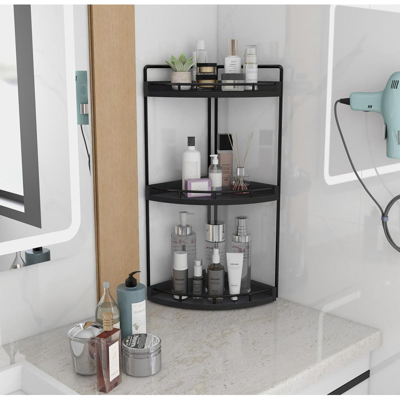 Organisateur de comptoir de salle de bain à 3 niveaux pour rangement, plateau de meuble-lavabo, Noir, noir, noir, noir