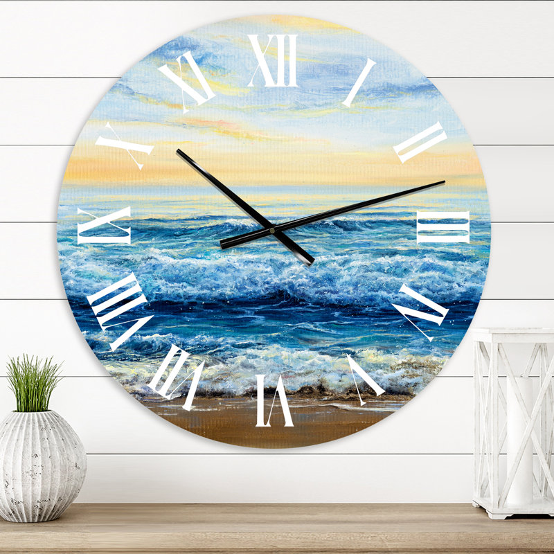 Ocean Waves At Dawn - horloge murale nautique et côtière, Petit