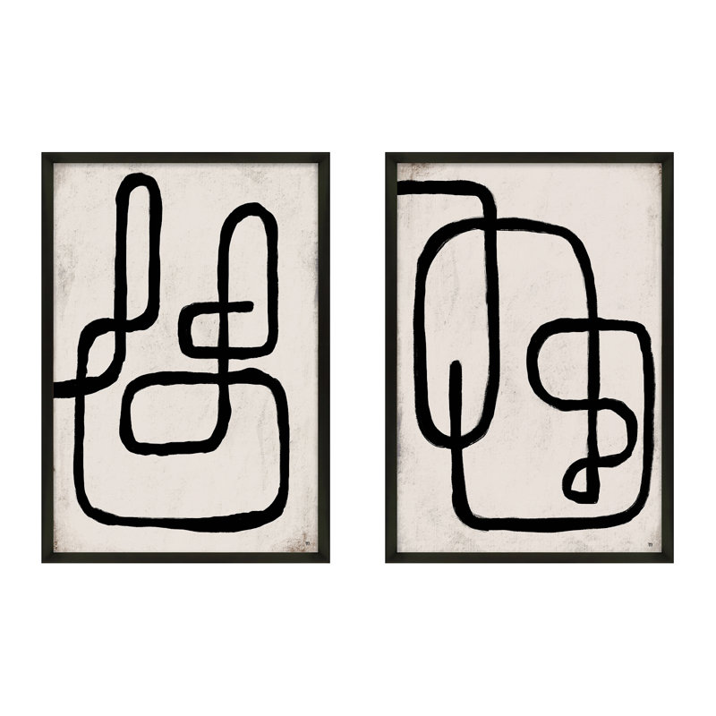 Linework Painting by StudioM, Black Framed Paper, 20" H x 28" W x 1.25" D