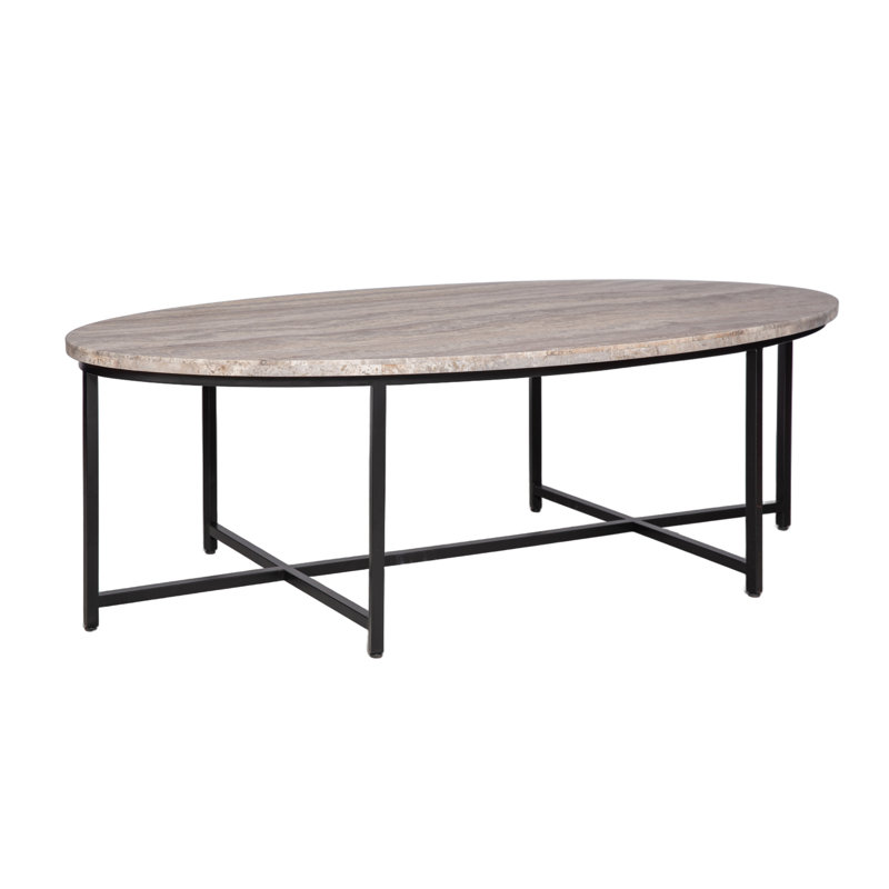 Table basse Marble, H 18,5 po x L 60 po x l 30 po, Travertin argent, Dos plat