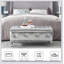 Rectangular Faux Leather Storage Ottoman Bench With Crystal Buttons For Bedroom End Of Bed Organization