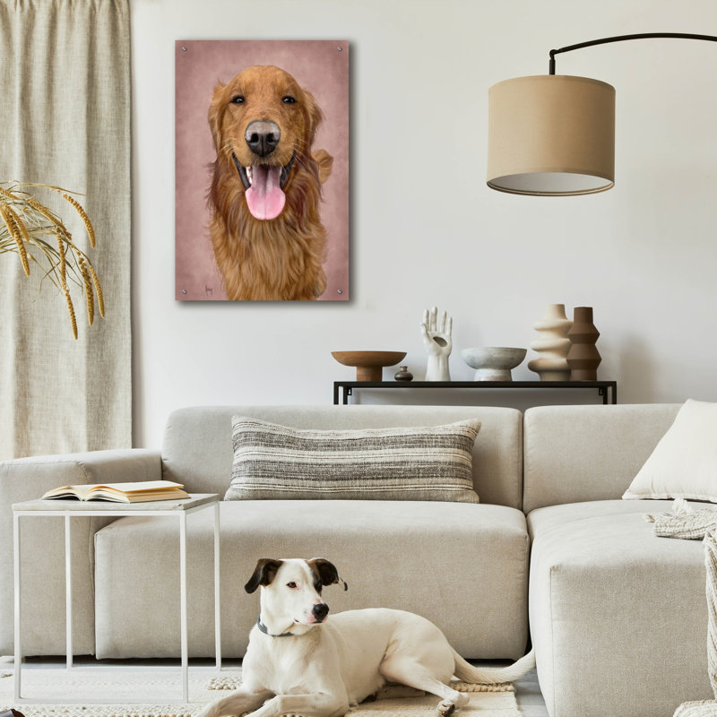  «Dog Portrait» par Ashley Bradley, art mural en verre acrylique, H 36 po x l 24 po x P 0,2 po