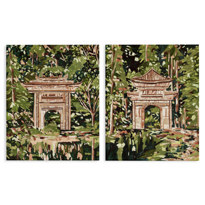 «Veiled Sanctuary Architecture», ensemble d'art mural sur toile 2 pièces, design par Melissa Wang