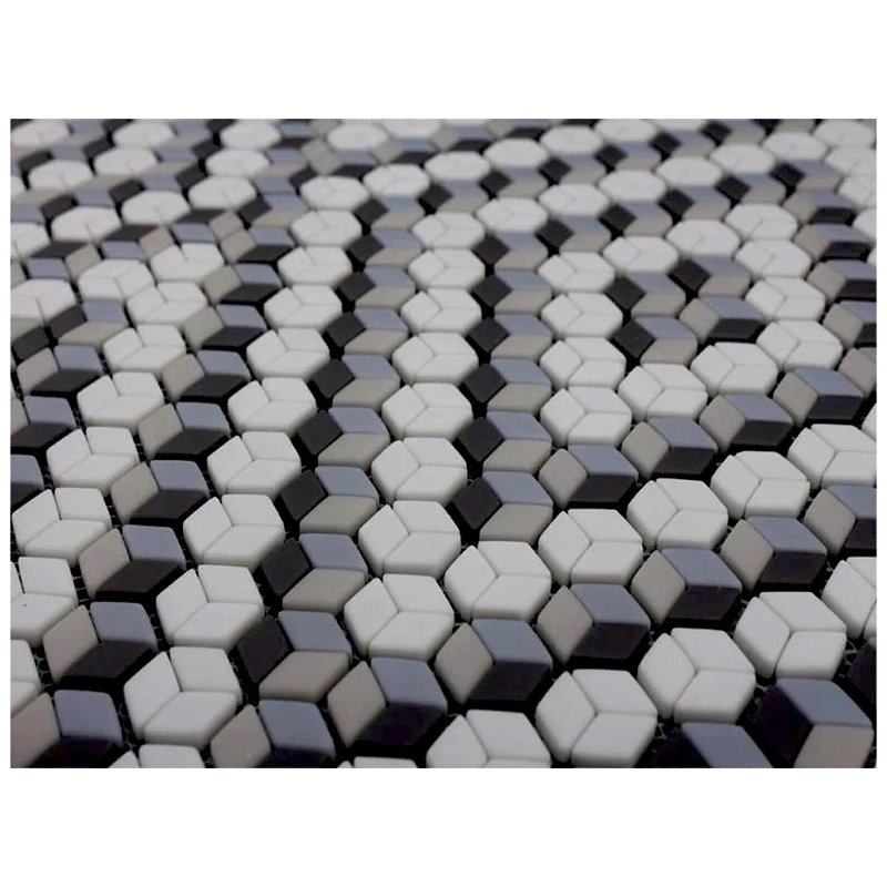 Vidrio 11,8 po X 14 po Carreau de mosaïque en verre poli gris et blanc (5,55 pieds carrés / caisse) en mosaïque de verre recyclé poli et blanc - paquet de 5